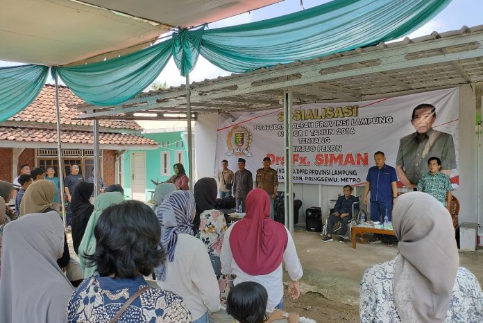 Anggota DPRD Lampung FX Siman Gelar Sosialisasi Perda Tentang Rembug Pekon